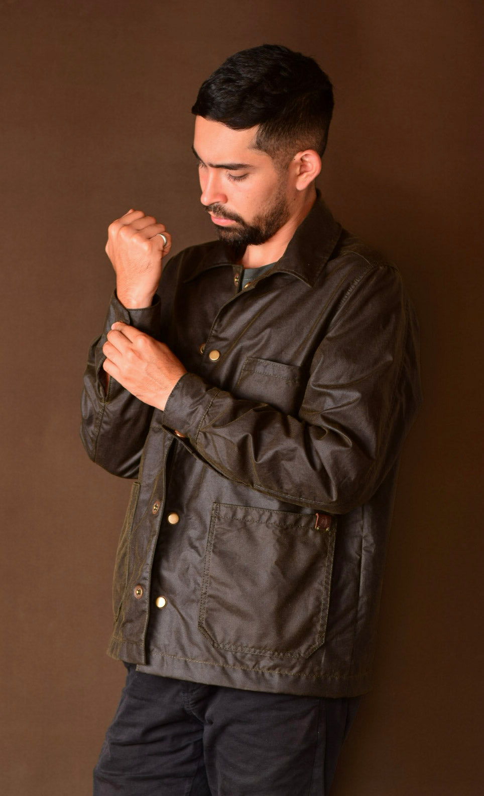 Chaqueta obrera en lona encerada Verde