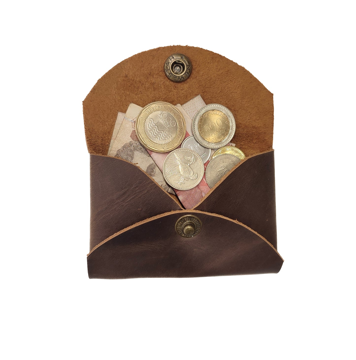Monedero en cuero chocolate - The Mountain Atelier