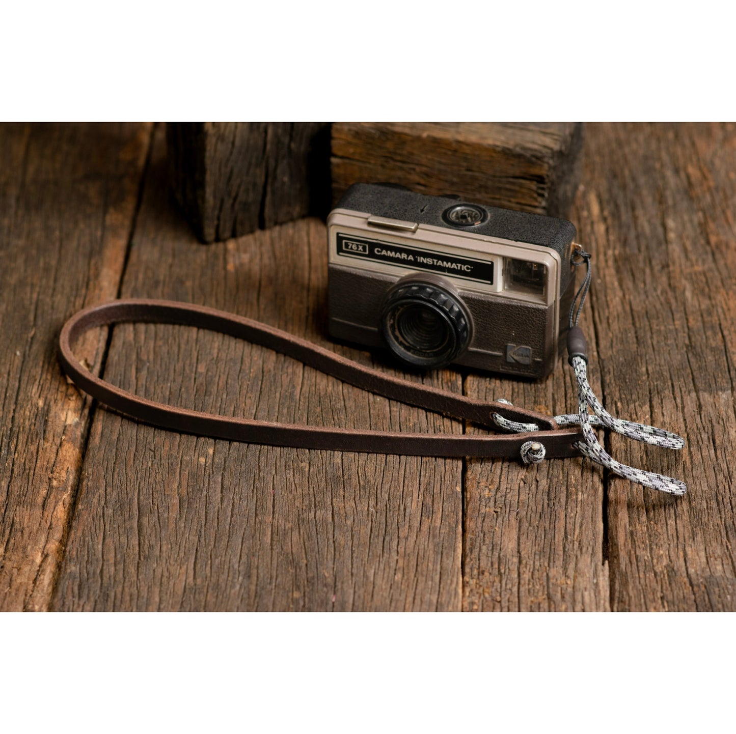 Correa de cuello para cámara | Cuero Cafe · Cordón Gris