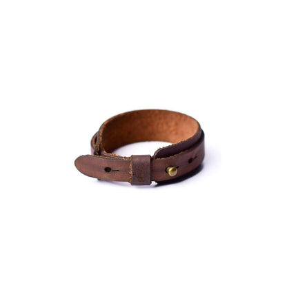 Pulsera en cuero caoba