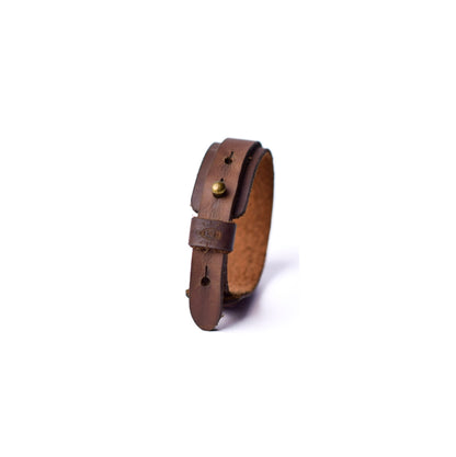 Pulsera en cuero caoba